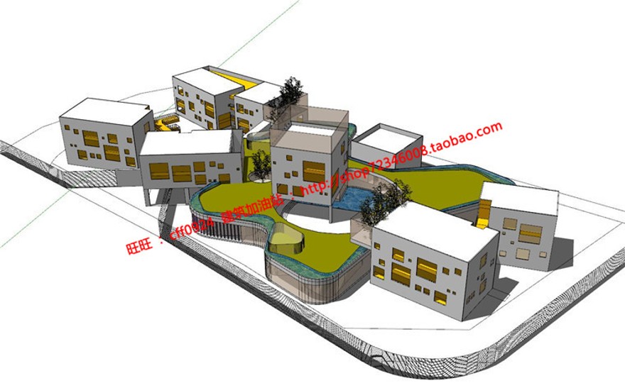 班创意幼儿园整套cad图纸+su模型