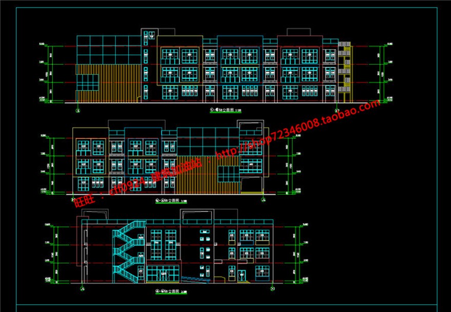 个班级幼儿园教育建筑施工图平立剖大样图效果图
