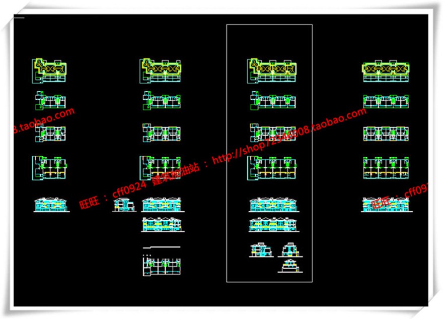 建筑资源58江西上饶联排商业别墅cad立面平面总图su/模型+效果图