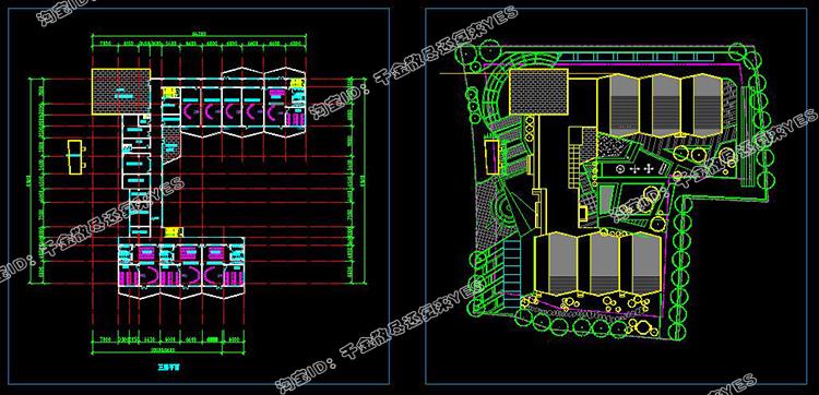 完整幼儿园建筑外观设计CAD施工图纸+效果图(8套SU模型)室外