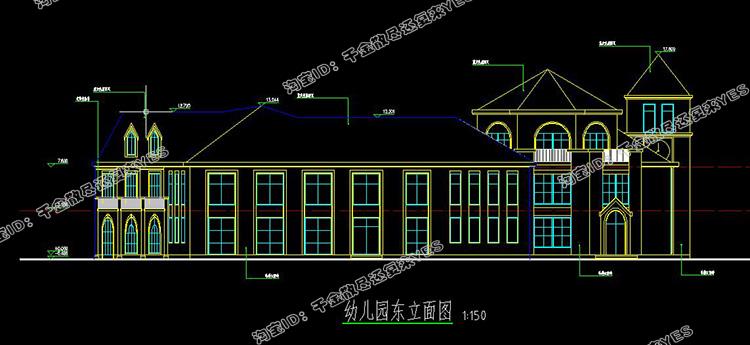 完整幼儿园建筑外观设计CAD施工图纸+效果图(8套SU模型)室外