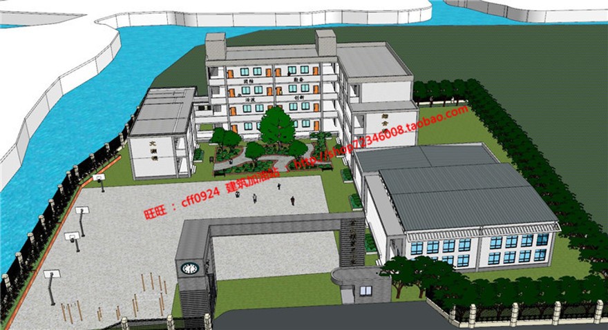 班小学设计建筑方案大学生课程作业cad图纸+su模型