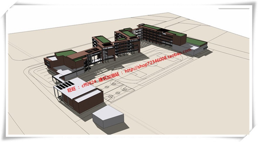 建筑图纸256三林三所公建学校小学cad平立总图+su模型+cad图纸+效果图