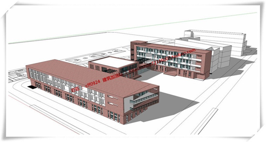 建筑图纸256三林三所公建学校小学cad平立总图+su模型+cad图纸+效果图