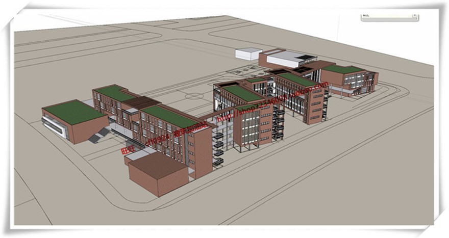 建筑图纸256三林三所公建学校小学cad平立总图+su模型+cad图纸+效果图