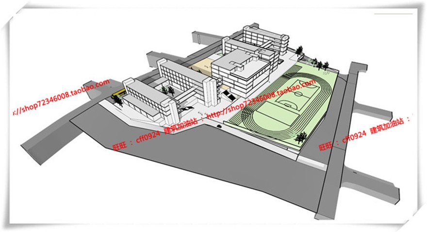 建筑图纸252学校/中小学方案设计cad图纸+su模型+ppt设计文本