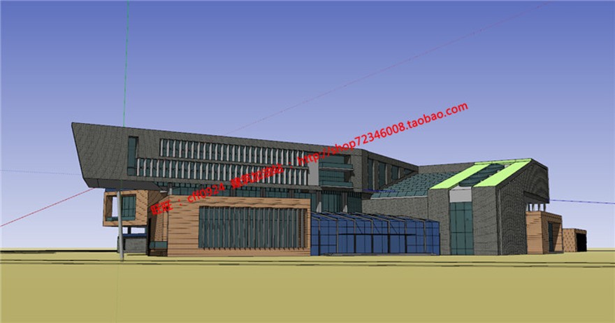 中小学教育综合楼su模型+cad图纸+效果图+文本