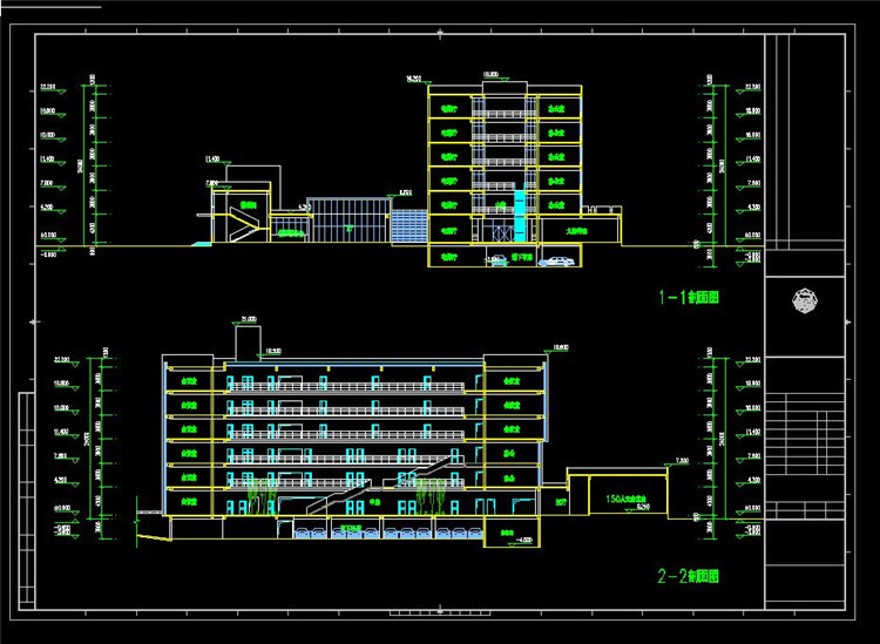 完整精选中学学校方案设计cad总平立剖面