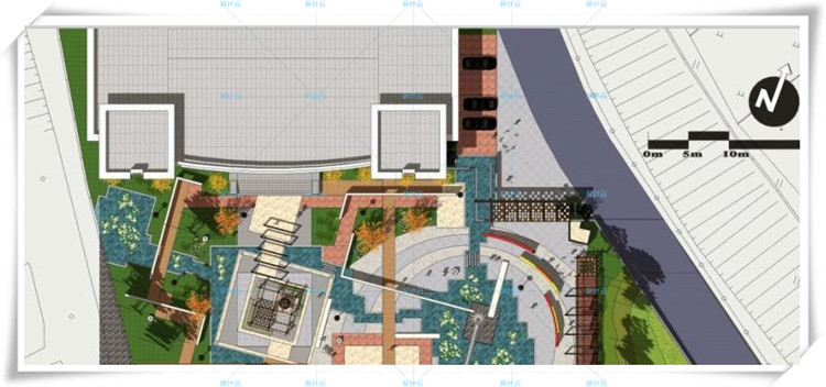 完整工业园学校公园景观主题设计文化休闲创意活动广场su模型+CAD平面