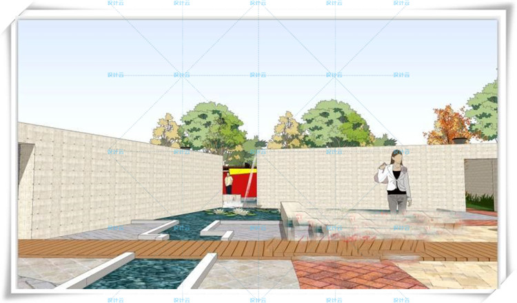 完整工业园学校公园景观主题设计文化休闲创意活动广场su模型+CAD平面