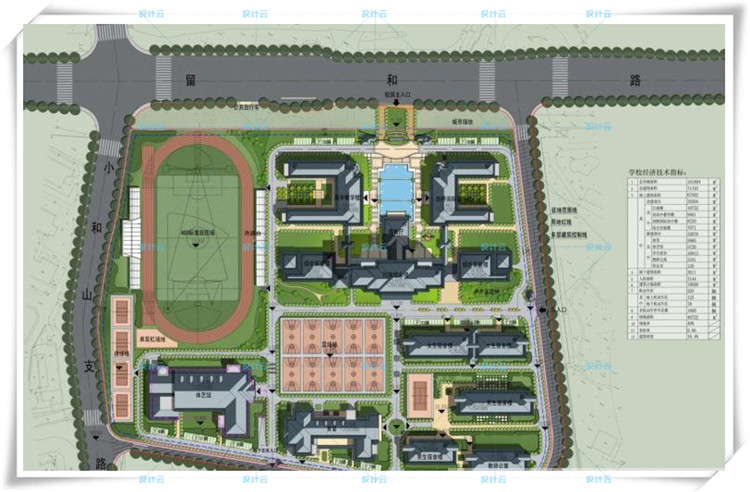 完整外国语学校欧式美式规划建筑方案设计文本中小学校/体育建筑资源