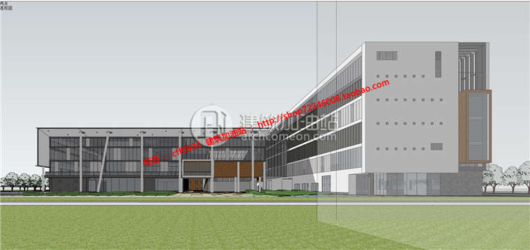 中学教学楼行政楼办公楼建筑设计su模型+cad图纸