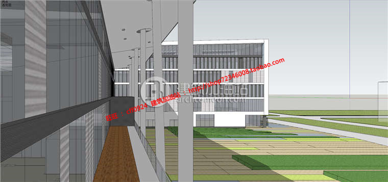 中学教学楼行政楼办公楼建筑设计su模型+cad图纸