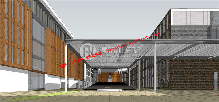 中学教学楼行政楼办公楼建筑设计su模型+cad图纸