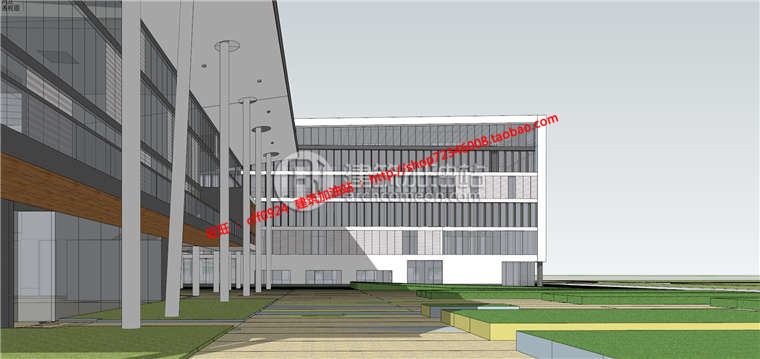 中学教学楼行政楼办公楼建筑设计su模型+cad图纸