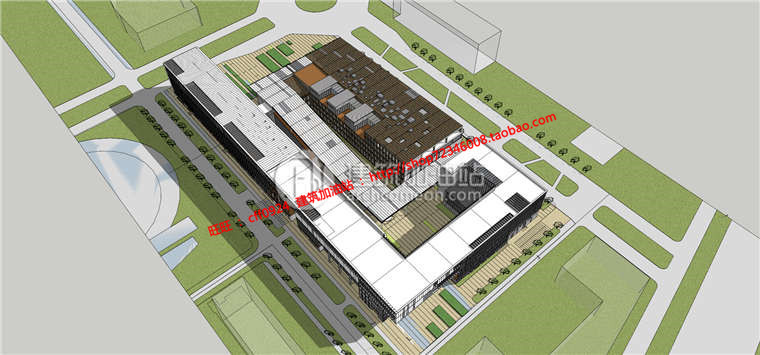 中学教学楼行政楼办公楼建筑设计su模型+cad图纸