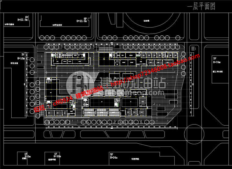 中学教学楼行政楼办公楼建筑设计su模型+cad图纸