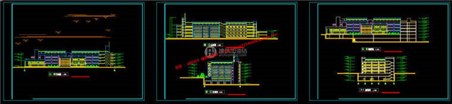 中小学建筑设计公建学校cad平立剖+SU模型+效果图