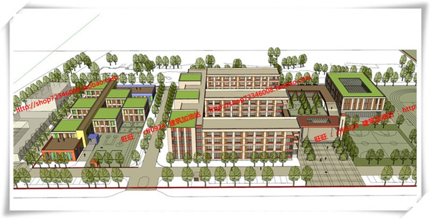 建筑图纸257世茂昆山公建学校/中小学/小学cad平立总图+su模型