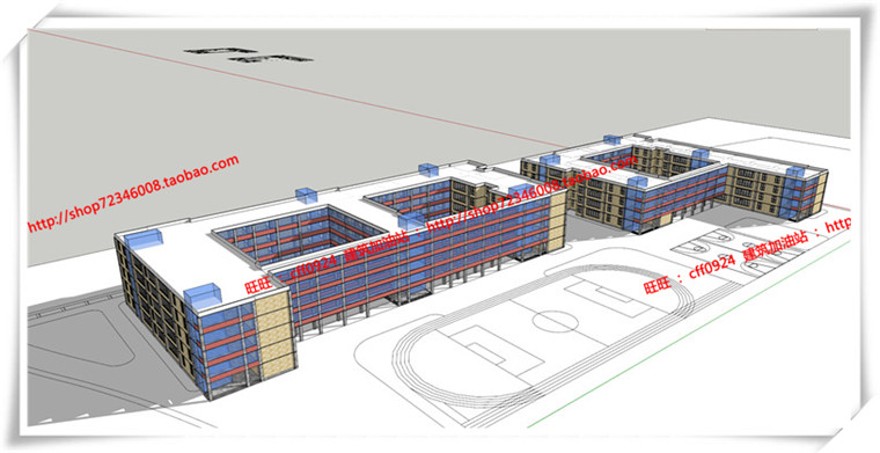 建筑图纸255上海一村中小学/学校建筑设计cad图纸+su模型