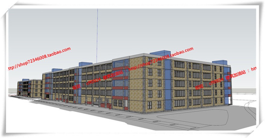 建筑图纸255上海一村中小学/学校建筑设计cad图纸+su模型