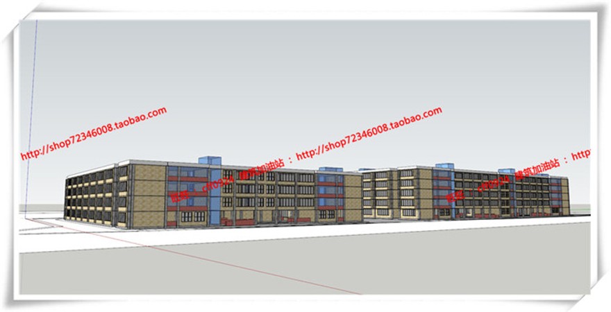 建筑图纸255上海一村中小学/学校建筑设计cad图纸+su模型