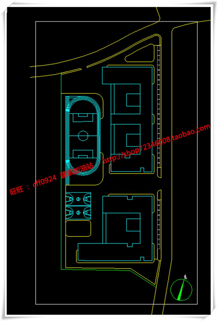 建筑图纸255上海一村中小学/学校建筑设计cad图纸+su模型