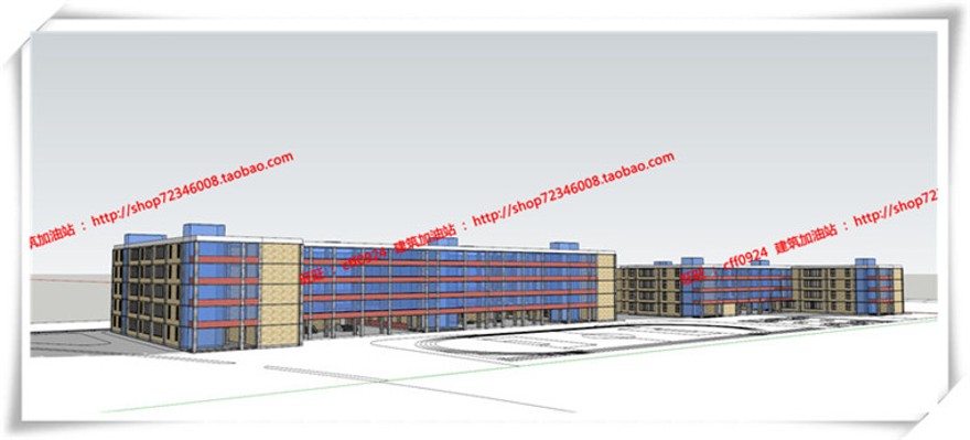 建筑图纸255上海一村中小学/学校建筑设计cad图纸+su模型