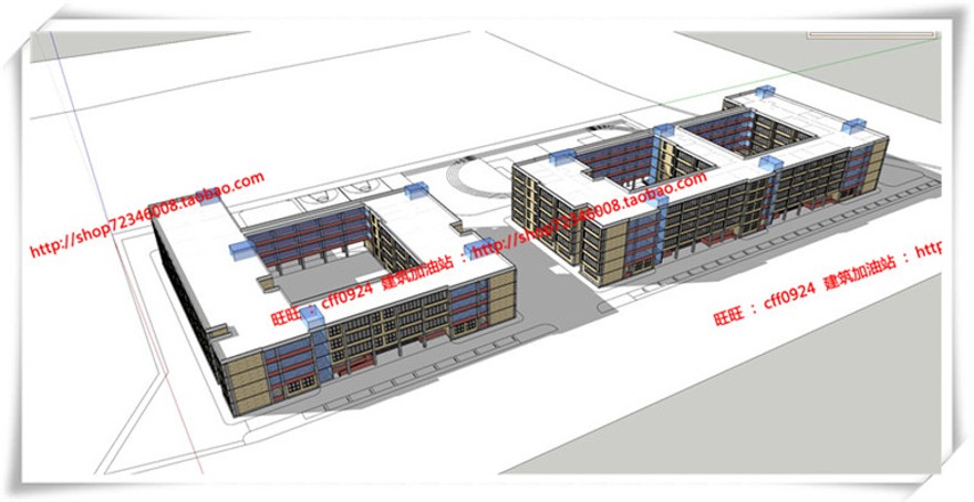 建筑图纸255上海一村中小学/学校建筑设计cad图纸+su模型