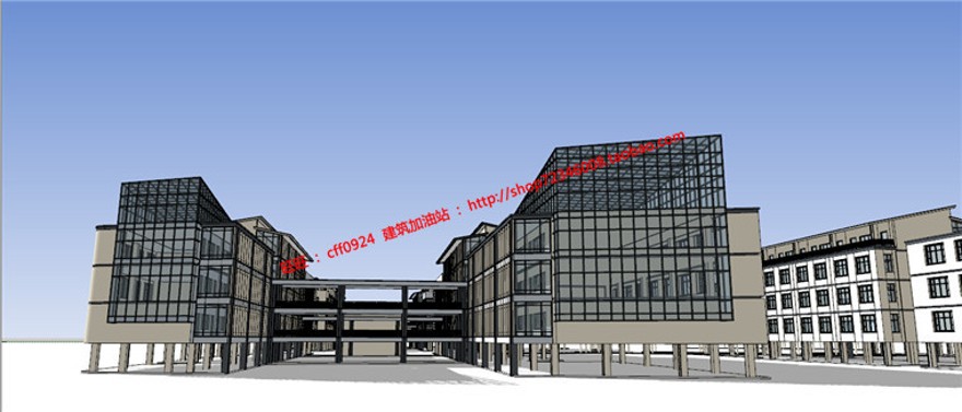 SU模型+cad图纸+效果图大学创业园教学楼行政楼建筑建筑资源