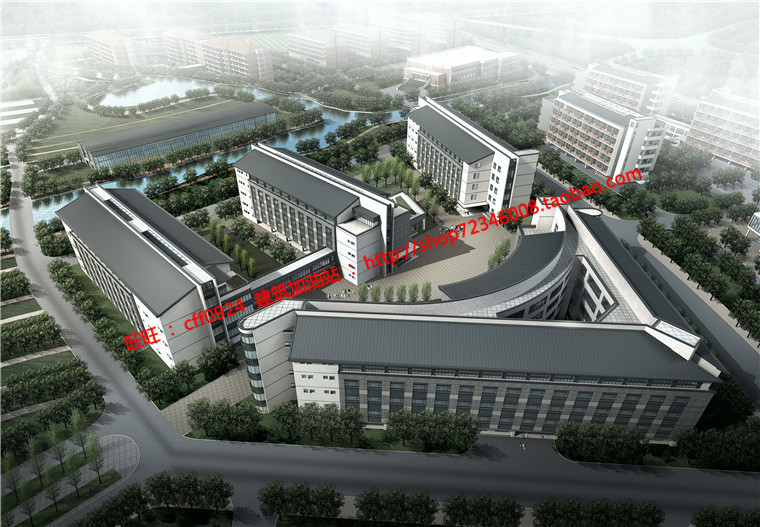 SU模型+cad图纸+效果图大学创业园教学楼行政楼建筑建筑资源