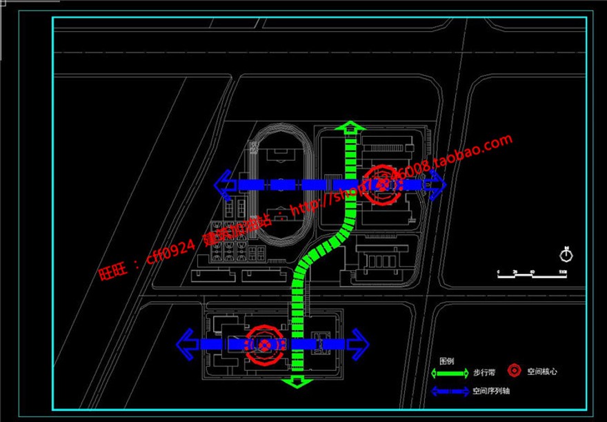 学校高校园区规划方案设计cad图纸su模型文本jpg效果图