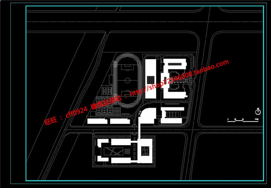 学校高校园区规划方案设计cad图纸su模型文本jpg效果图