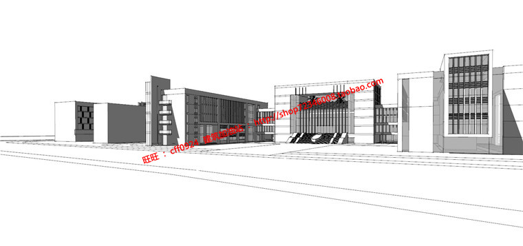 学校高校园区规划方案设计cad图纸su模型文本jpg效果图