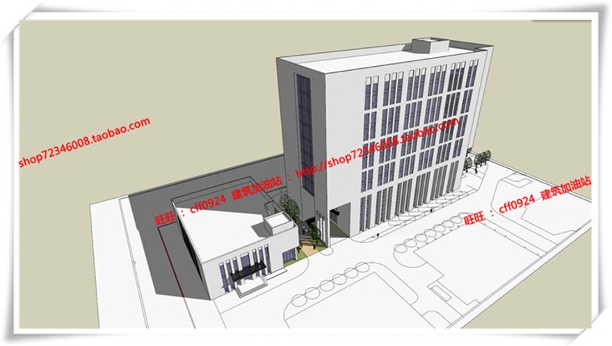 建筑图纸258上海大学学校cad平立面总图+su模型+效果图