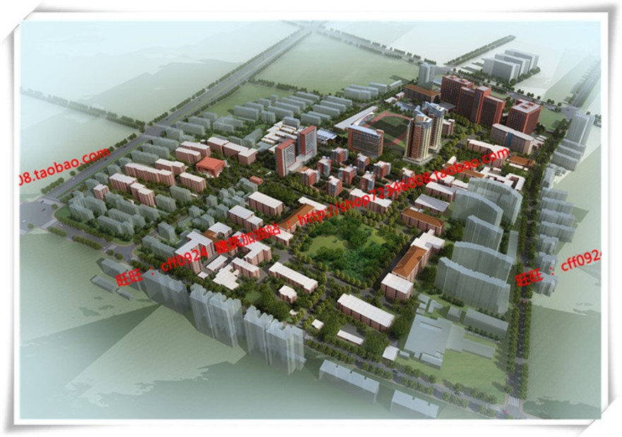 建筑图纸258上海大学学校cad平立面总图+su模型+效果图