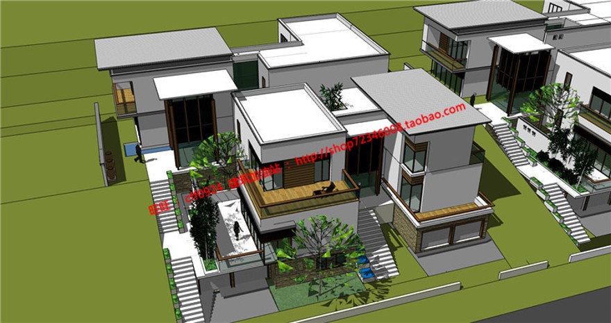 中式山地住宅商业别墅建筑方案设计学生课程设计cad图纸su模型