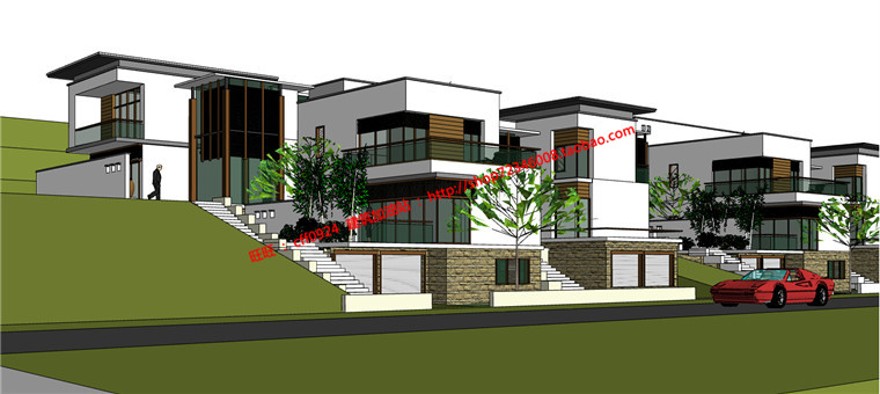 中式山地住宅商业别墅建筑方案设计学生课程设计cad图纸su模型