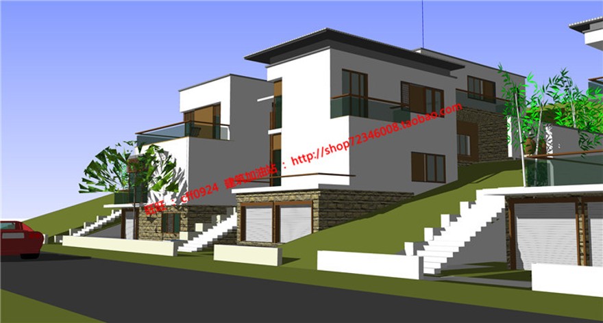 中式山地住宅商业别墅建筑方案设计学生课程设计cad图纸su模型