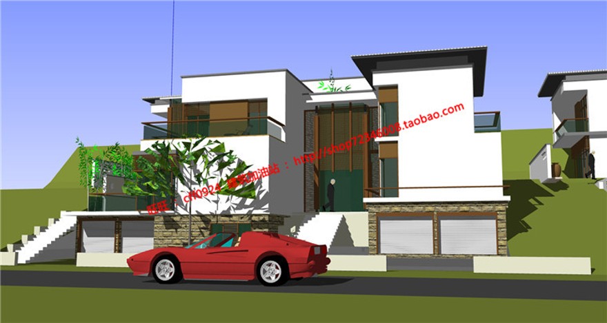 中式山地住宅商业别墅建筑方案设计学生课程设计cad图纸su模型