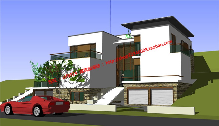 中式山地住宅商业别墅建筑方案设计学生课程设计cad图纸su模型