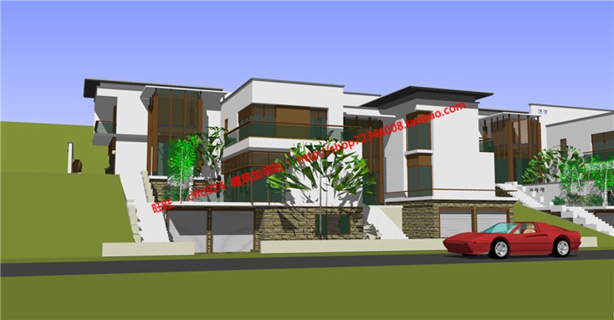 中式山地住宅商业别墅建筑方案设计学生课程设计cad图纸su模型