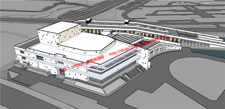 规模化活动中心城市规划设计建筑方案设计cad图纸+su模型+效果图