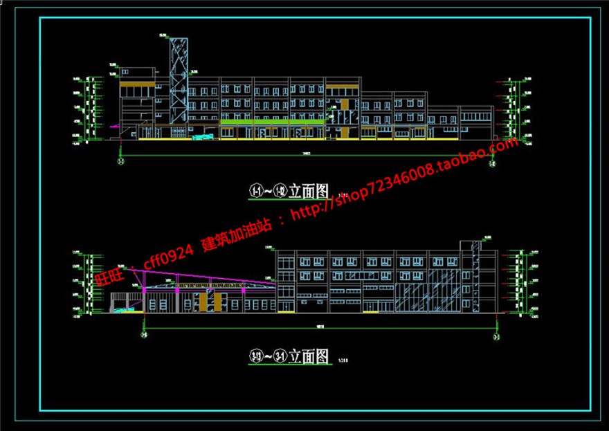 活动中心大学生课程设计cad图纸效果图