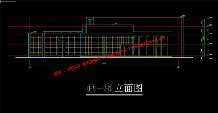 接待中心活动中心cad平立剖图纸效果图