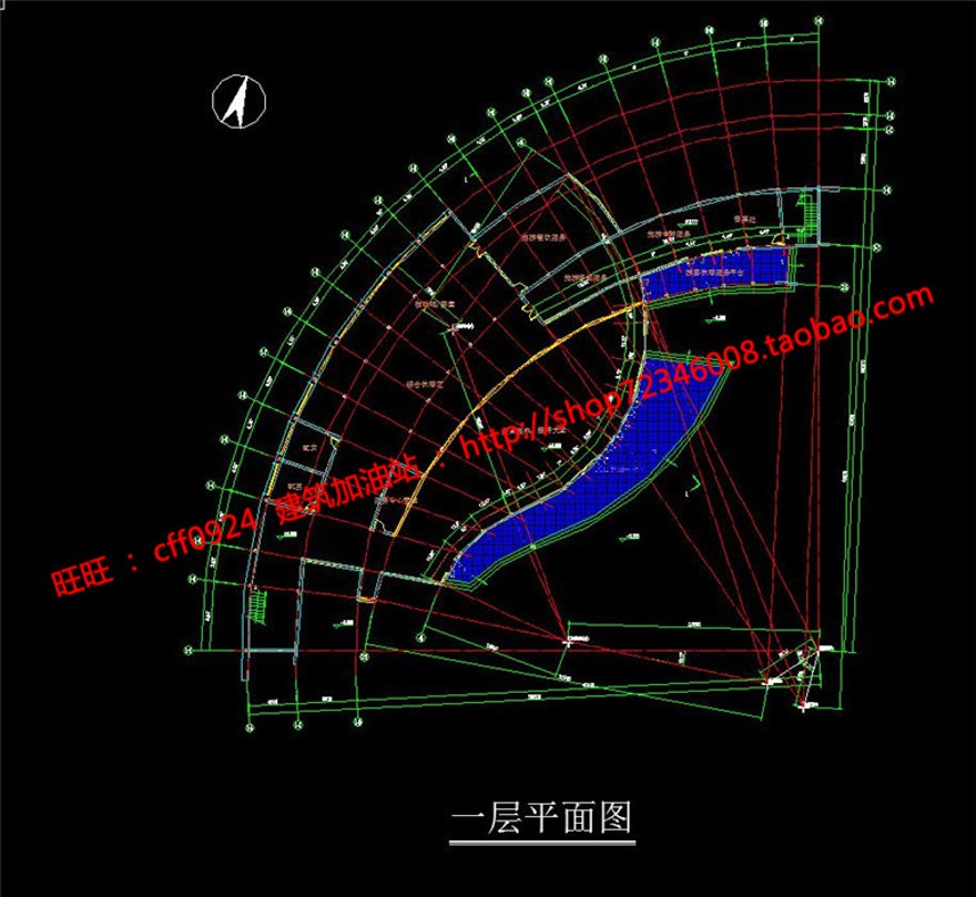 接待中心活动中心cad平立剖图纸效果图