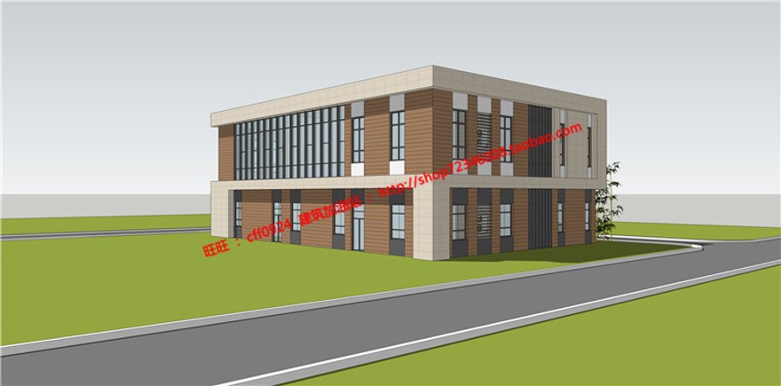 大学生活动中心小景观建筑规划项目资料设计su模型cad平立面效果建筑资源