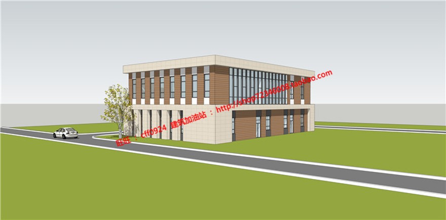 大学生活动中心小景观建筑规划项目资料设计su模型cad平立面效果建筑资源