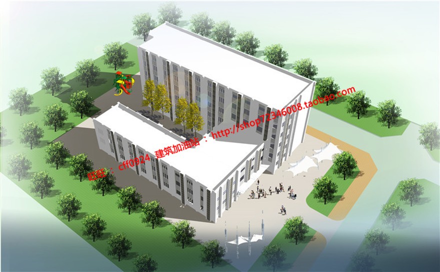 办公综合教学楼学校有cad图纸su模型lumion效果图