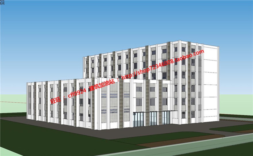 办公综合教学楼学校有cad图纸su模型lumion效果图